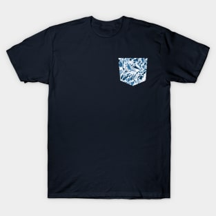 Pocket - Watercolor Abstract Strokes Indigo Gaudi T-Shirt